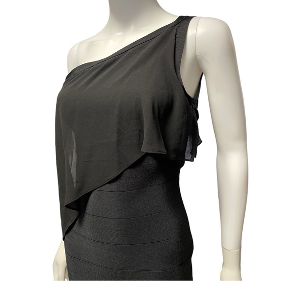 Bebe One Shoulder Drape Bodycon Dress - Picture 2 of 5